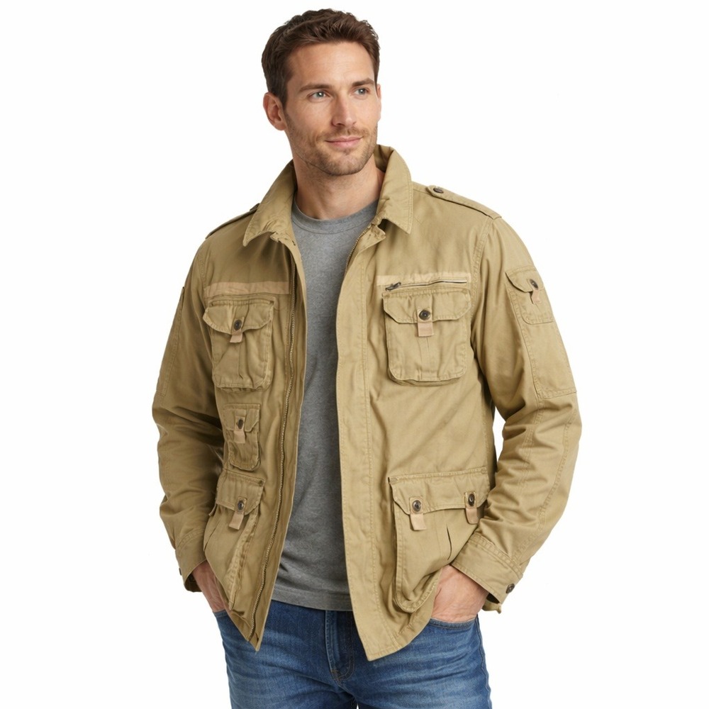 Boulder Creek Trading Company Mens Khaki Utility Field Jacket 2XL‎